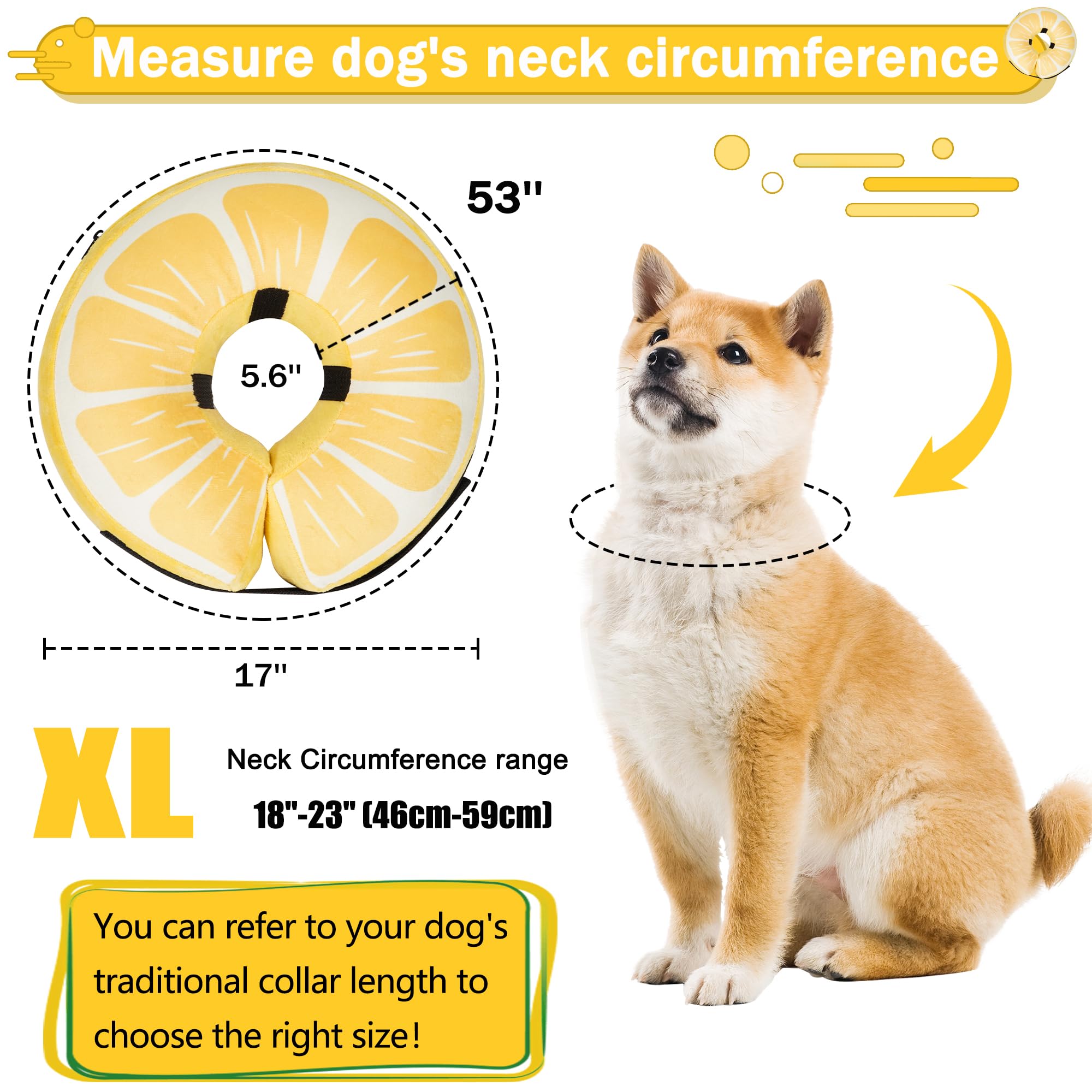 Cneo inflatable donut collar lemon xlarge washable cover for easy cleaning
