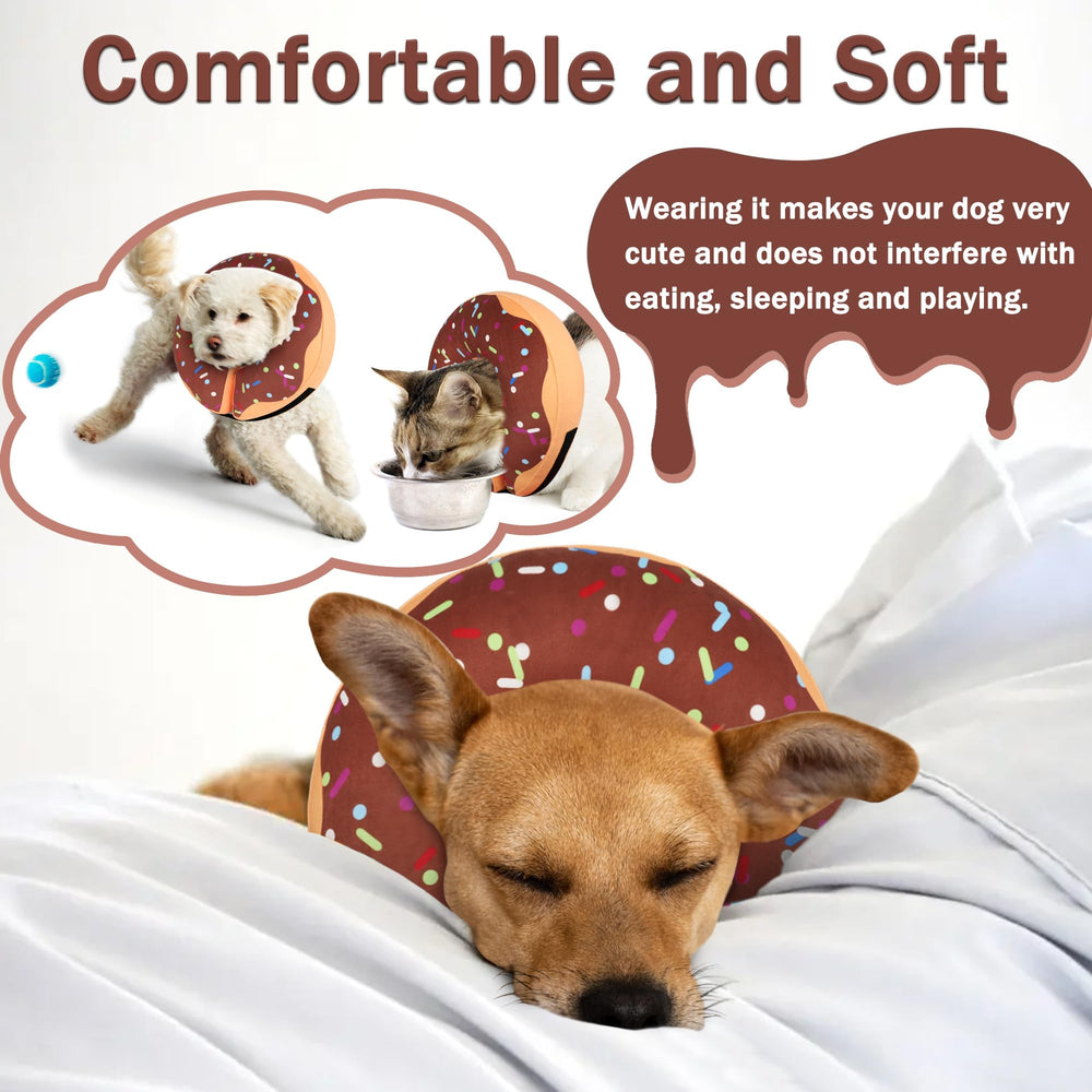 Cneo inflatable donut collar on dog, preventing licking while staying visible