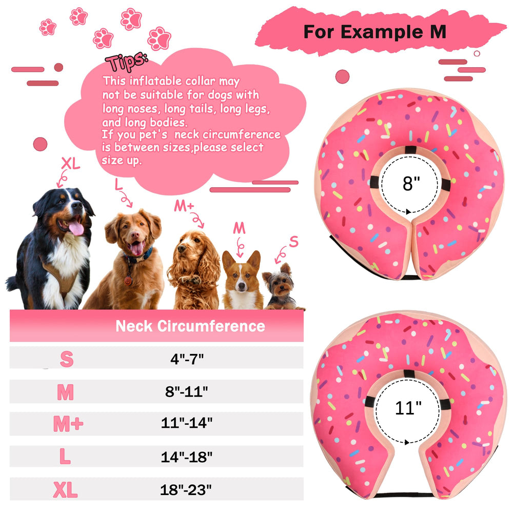Cneo inflatable donut collar pink XL cute donut design for pets