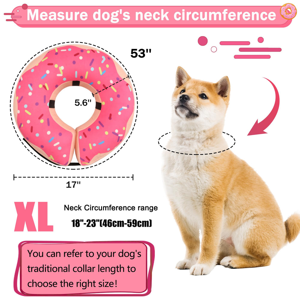 Cneo inflatable donut collar pink XL inflated buckle showing secure fit