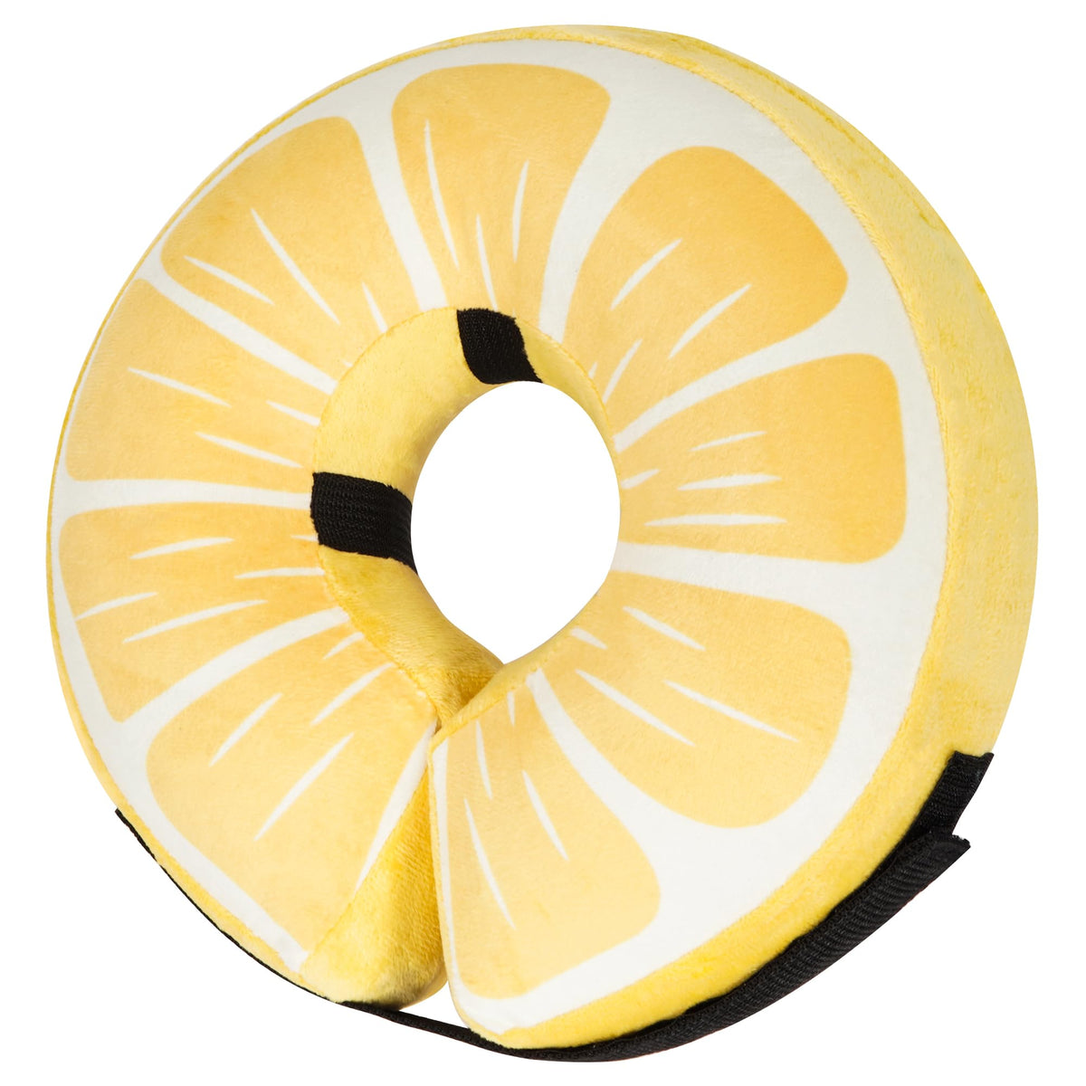Cneo inflatable donut collar close-up shows soft fabric for gentle post-surgery comfort.