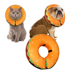 Cneo inflatable donut dog cone collar close-up showing soft fabric for comfort.