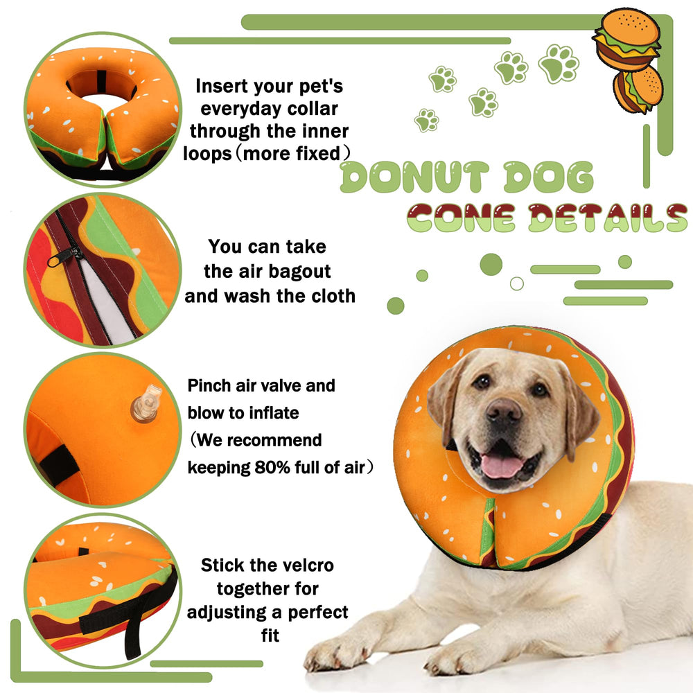 Cneo inflatable donut dog cone washable fabric with side zipper