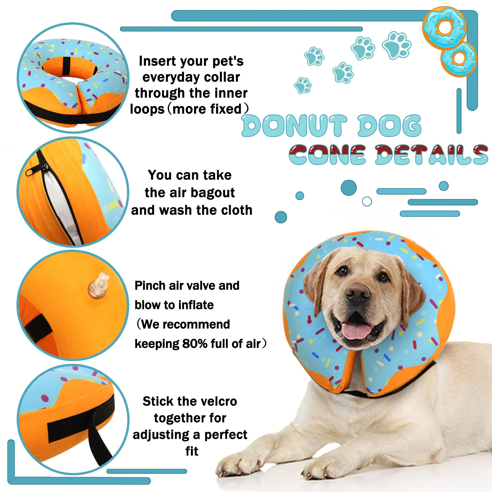 Cneo Recovery Donut Collar washable outer shell simplifies cleaning after wear.