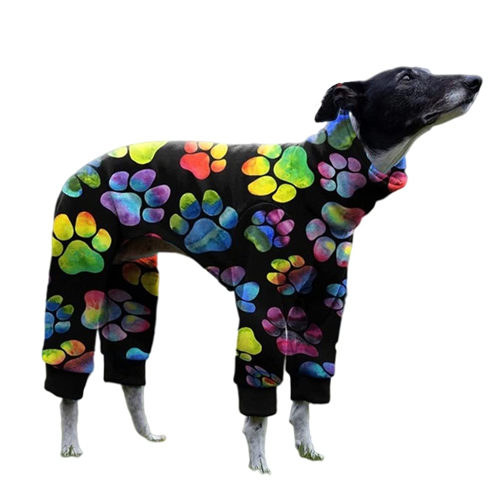 Cnkwei paw-print front view dog pajamas on greyhound for cozy lounging