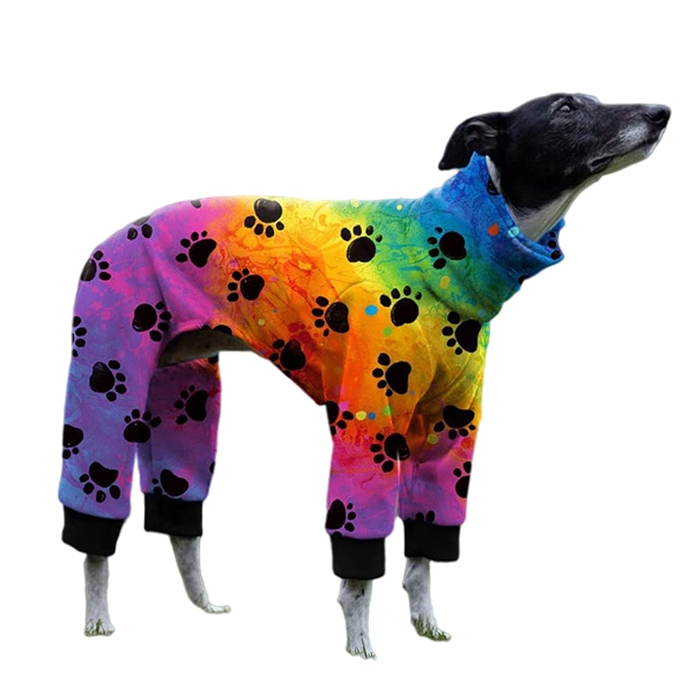 Cnkwei dog pajamas paw-print design keeps greyhounds warm and stylish during lounging.