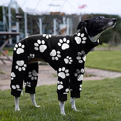 Cnkwei long-sleeve dog pajama featuring paw design for four-season comfort.