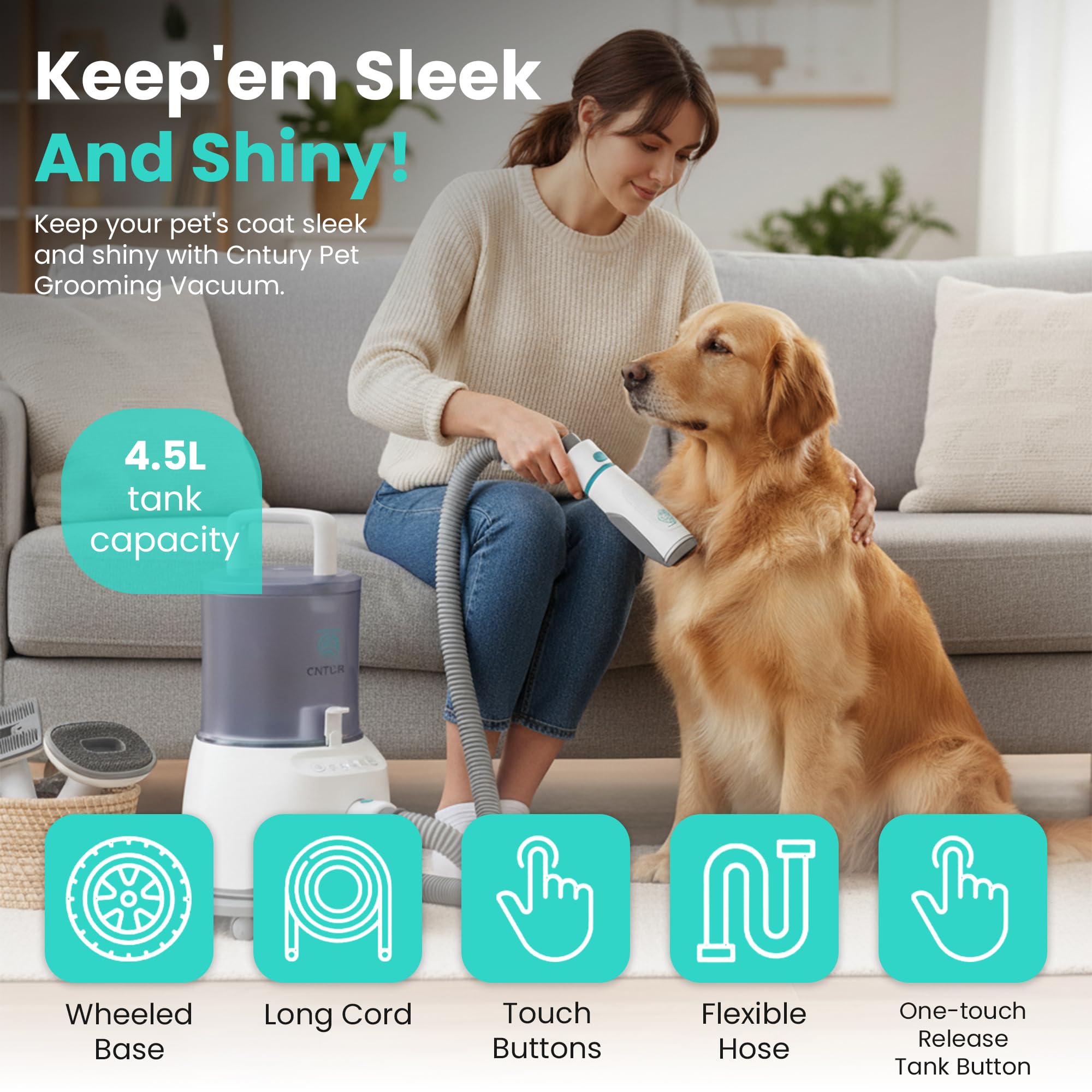Cntury 5-in-1 grooming kit clipper enables at-home pet grooming