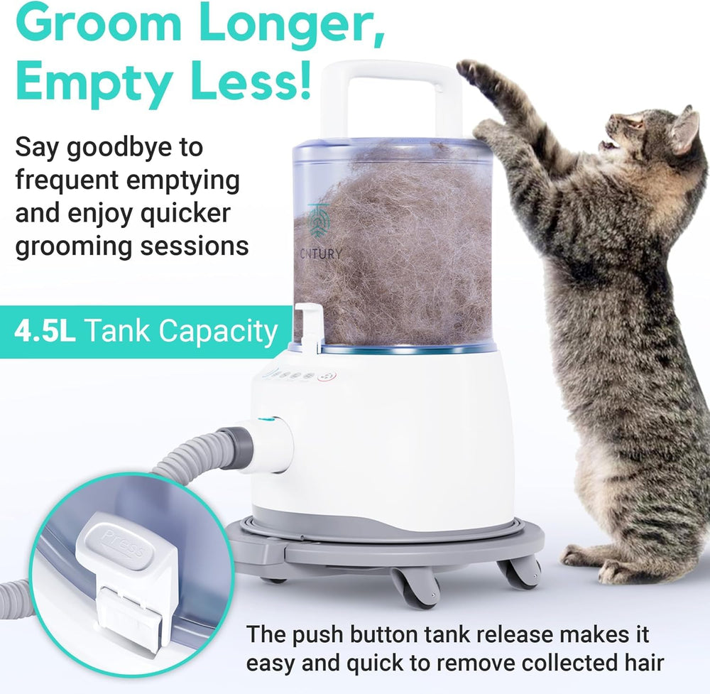 Cntury built-in tray keeps attachments organized and within reach