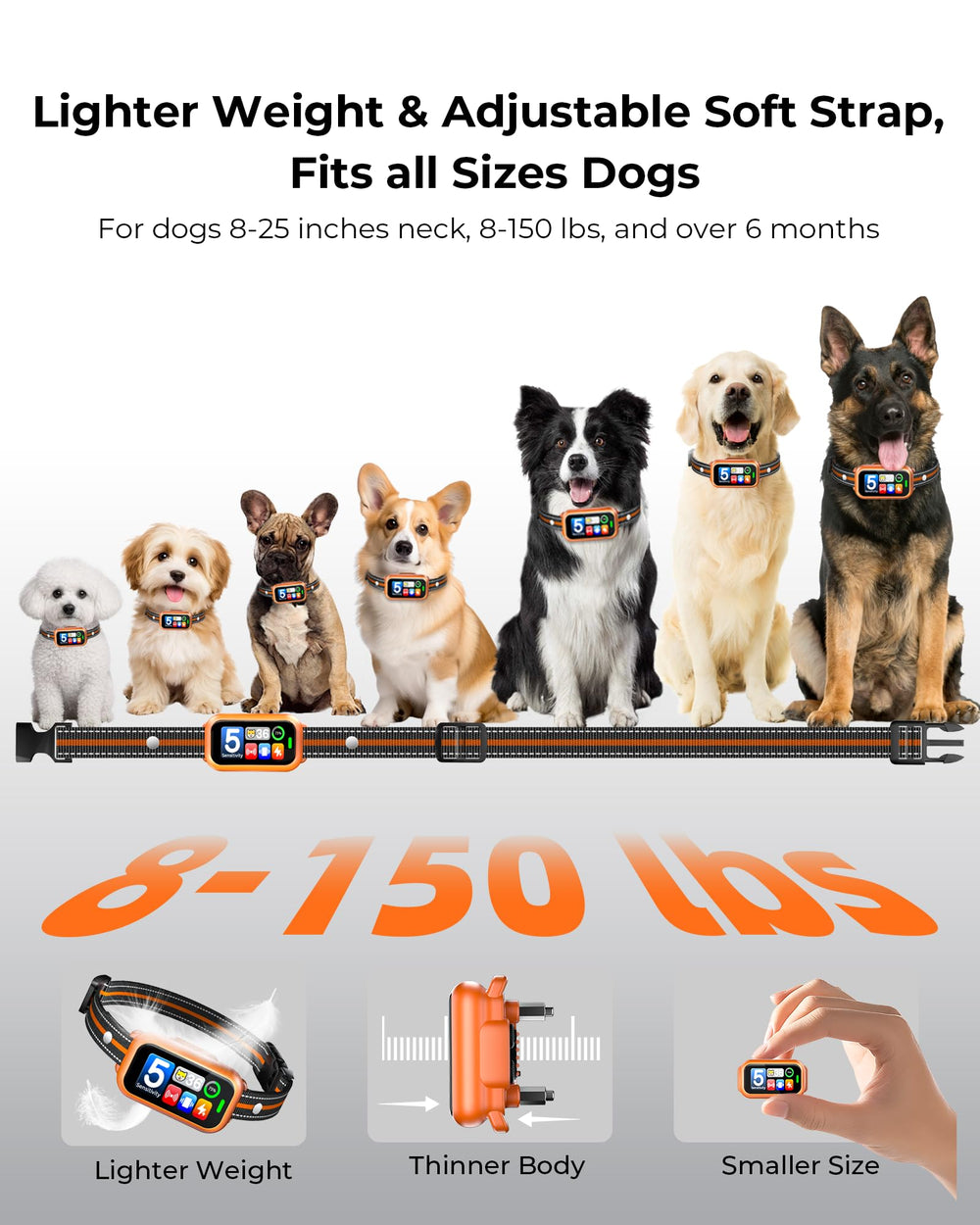 Cnyrbt dog bark collar sensitivity controls for tailored training