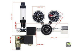 CO2 Art PRO-SE regulator dual gauges illustrate tank volume and working pressure for precise dosing.