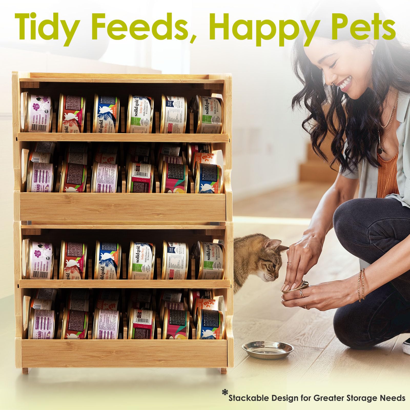 Coanto compact pantry organization display highlights stable bamboo storage and easy access.