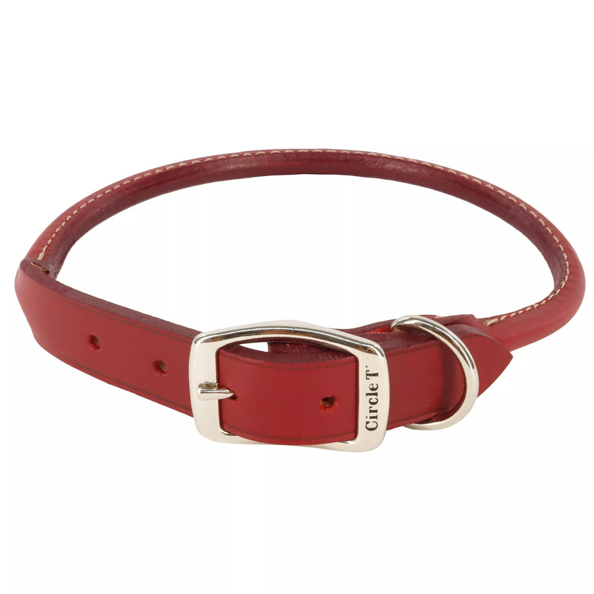 Coastal Circle T Oak Round Collar front view shows soft leather for sensitive skin