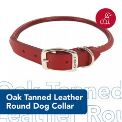 Coastal Circle T Oak Round Collar close-up reveals leather texture and rich color