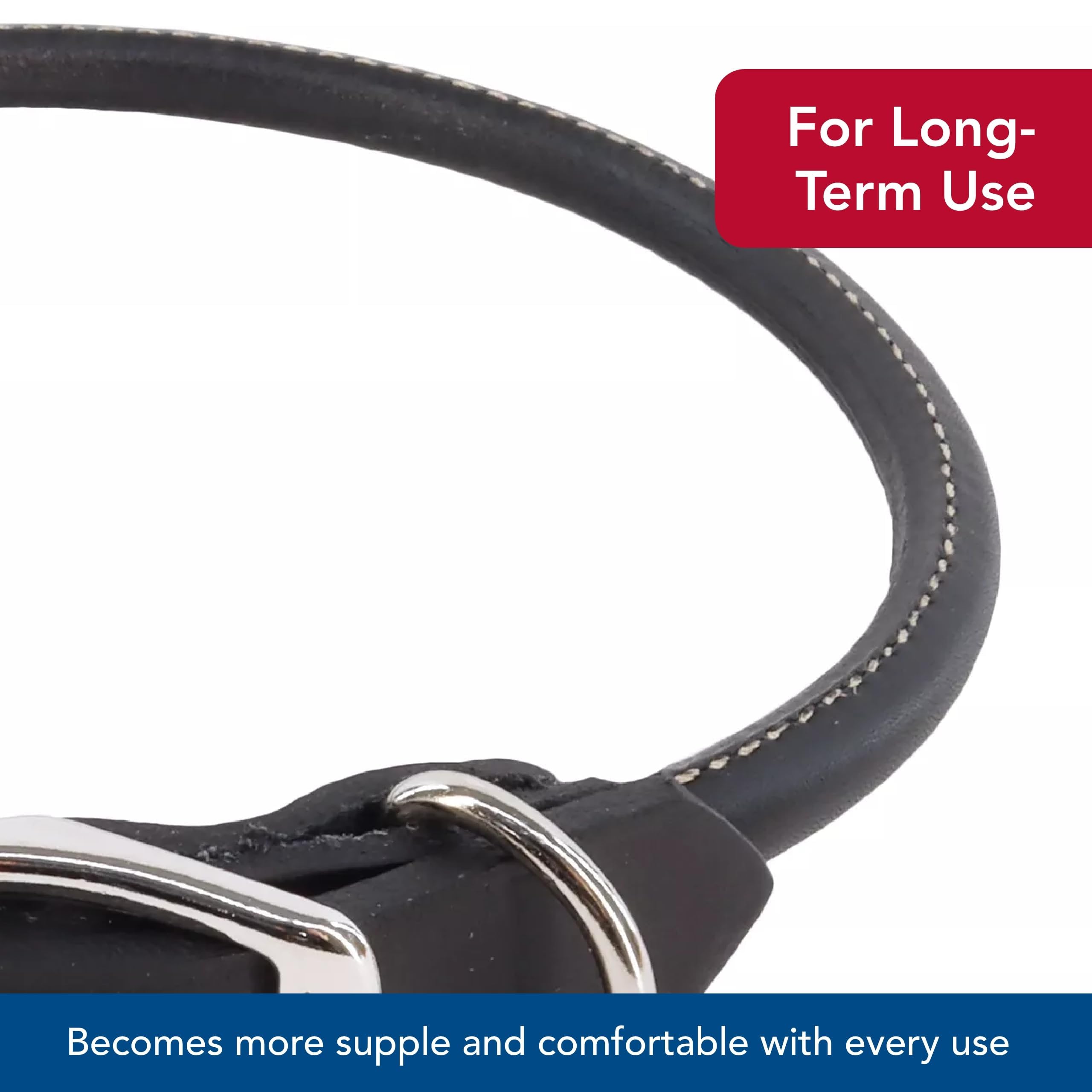 Coastal Pet Circle T Oak Tanned leather round collar black finish ready for daily use