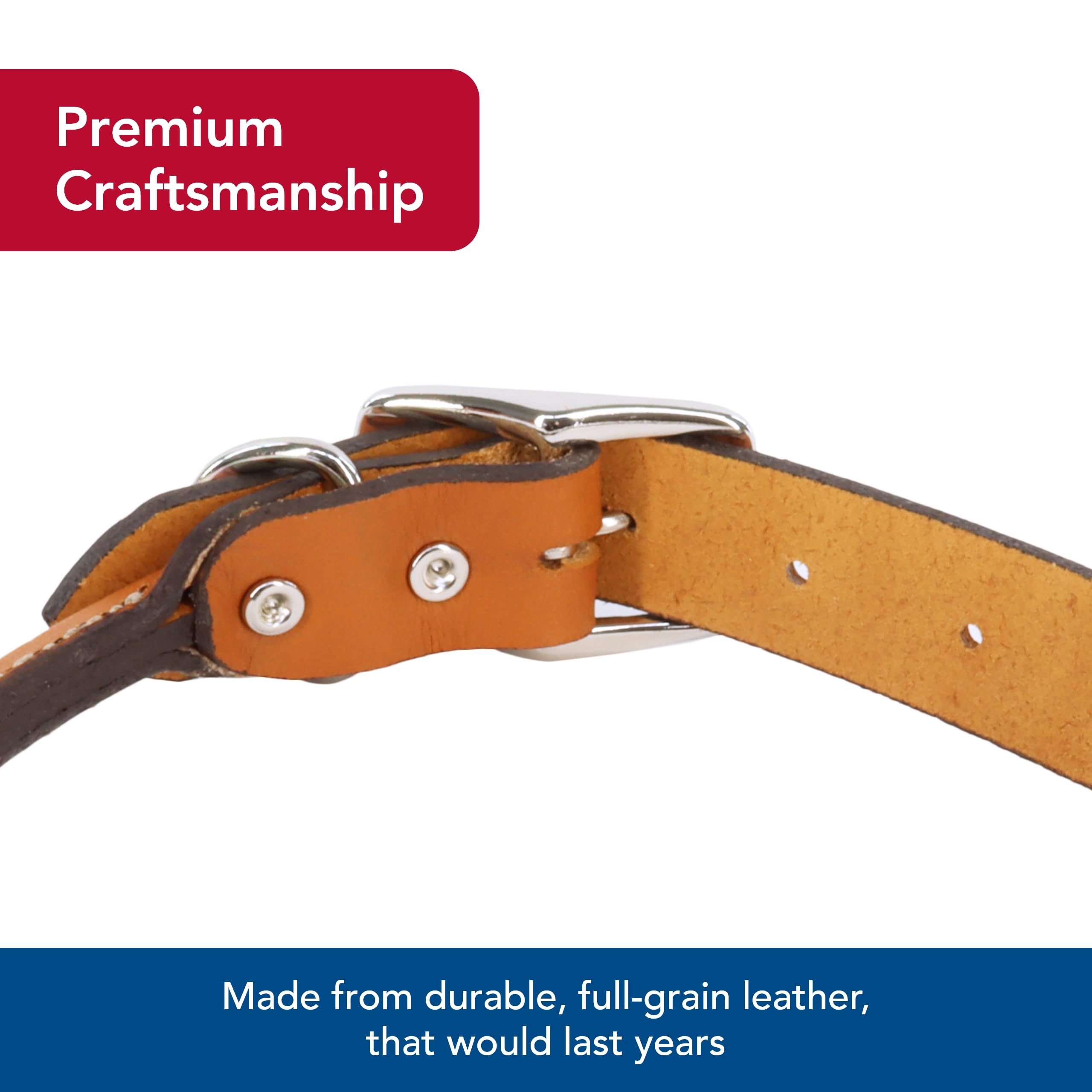 Coastal Circle T Oak Tanned Leather Round Dog Collar vegetable-tanned for durable feel