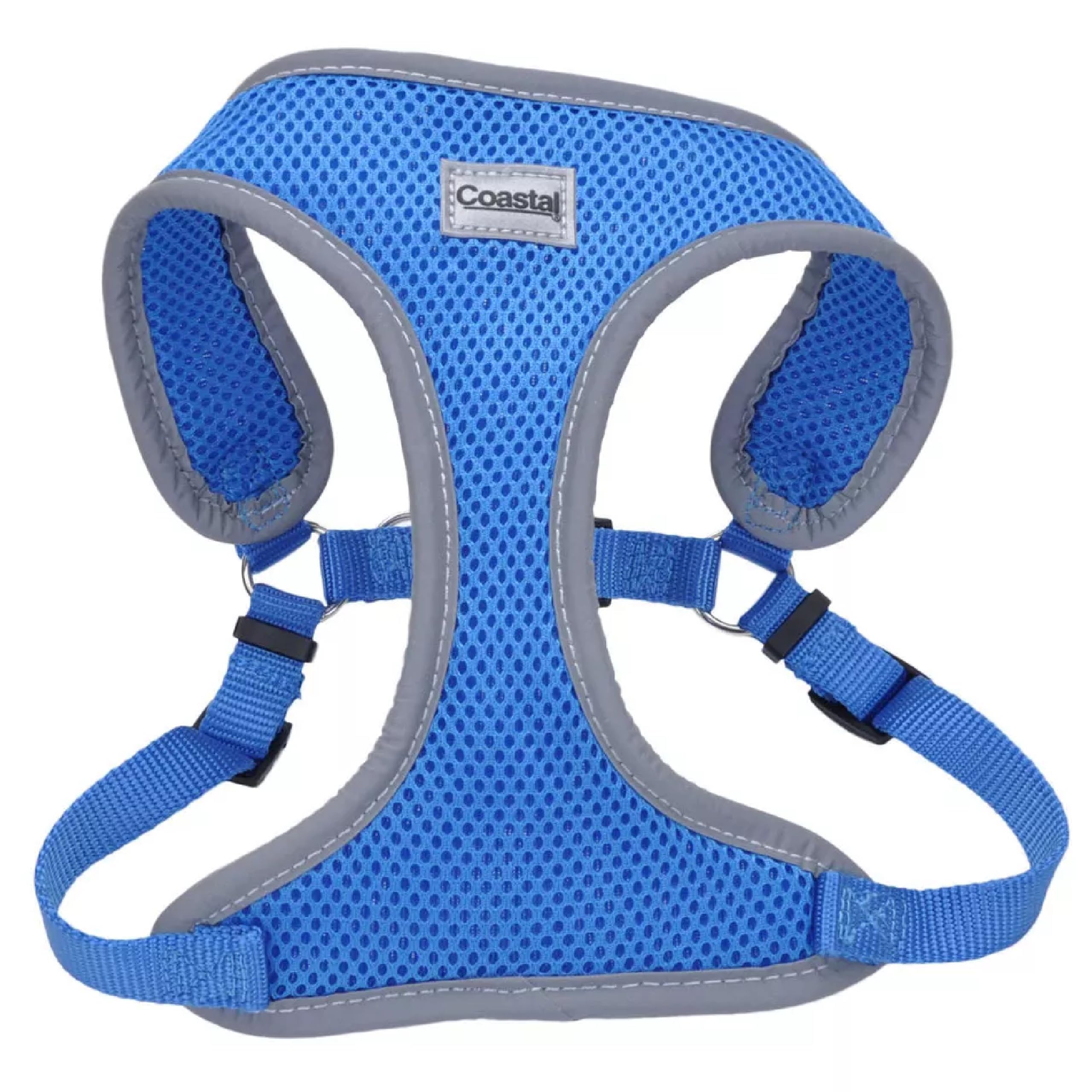 Coastal Pet Comfort Soft Wrap Harness front view highlights breathable cooling mesh for hot days.