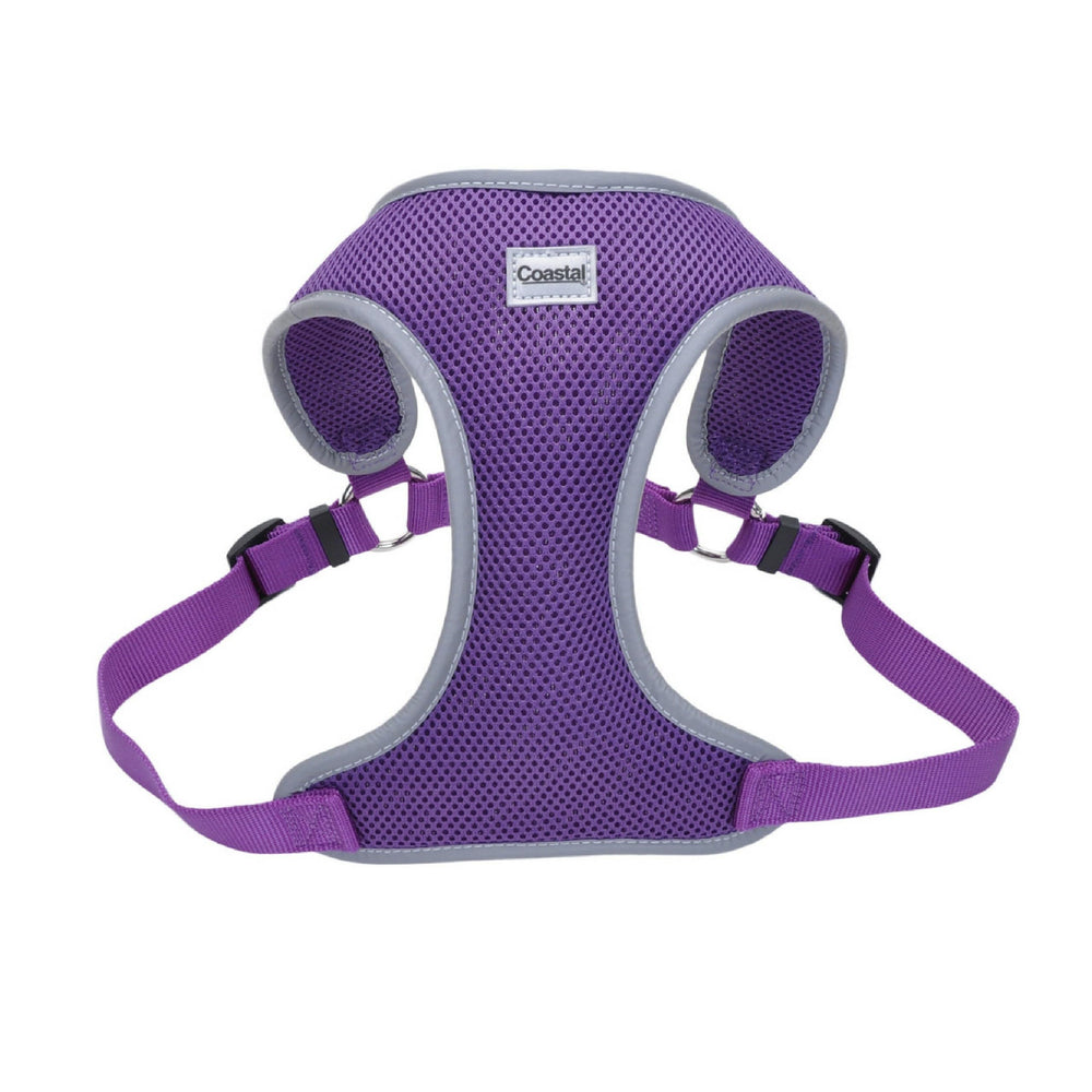 Coastal Pet Comfort Soft Wrap Harness purple back view shows secure fit for active dogs