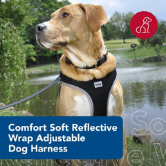 Coastal Pet Comfort Soft Wrap harness side-adjusted black shows adjustable straps for a secure fit.