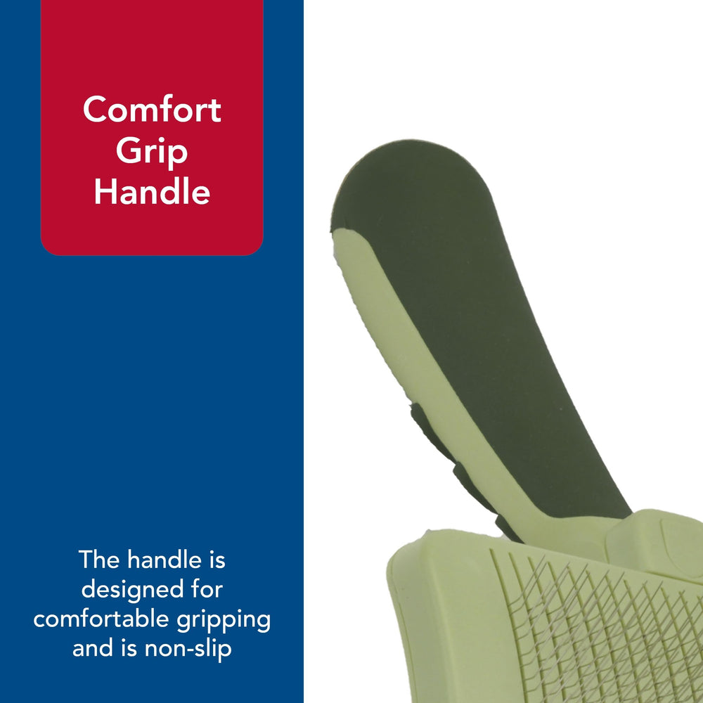 Coastal Pet Safari brush supports short or long hair with a comfortable grip.