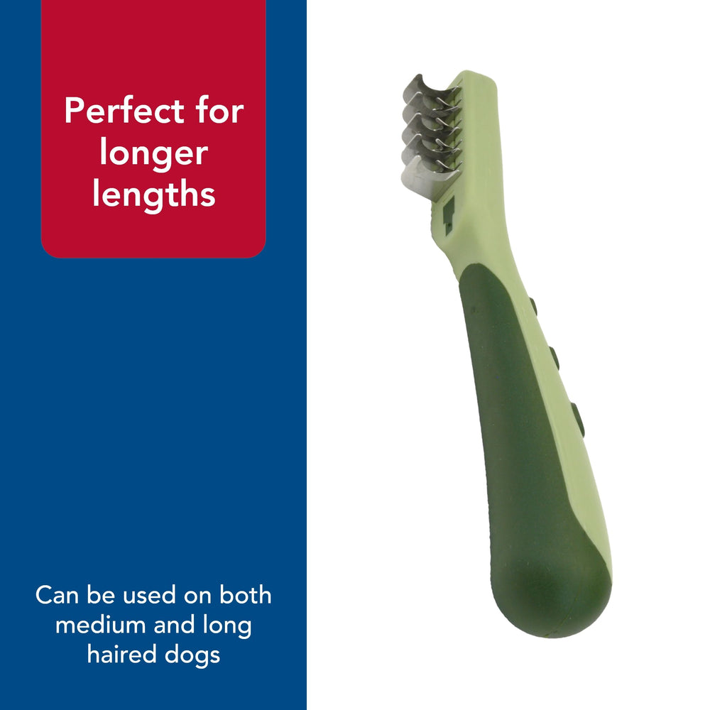 Coastal Pet Safari Dematting Comb after-detangle shows smoother coat and easy brushing