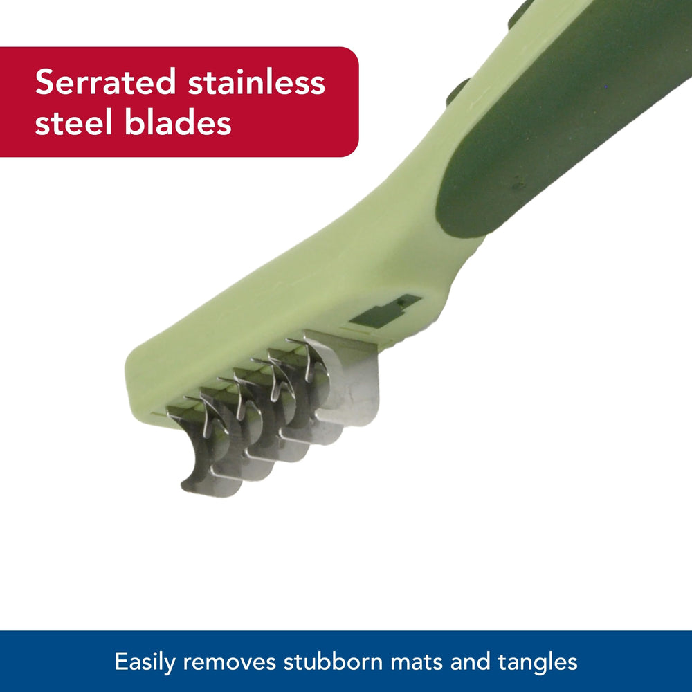 Coastal Pet Safari Dematting Comb grip-handle demonstrates comfortable control during grooming
