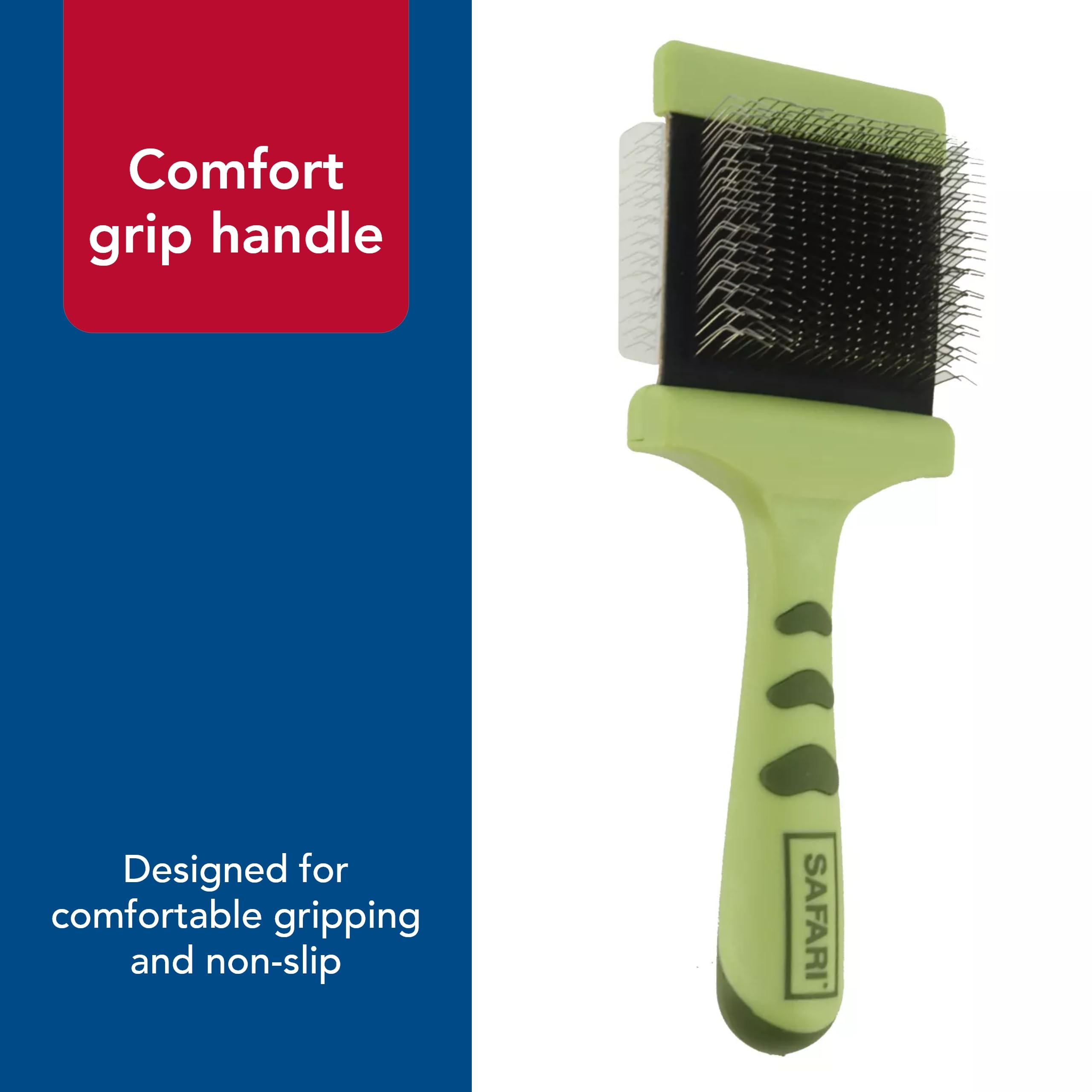 Coastal Pet Safari brush grip-handle design enables steady brushing for owners.