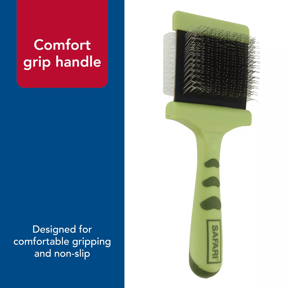 Coastal Pet Safari brush grip-handle design enables steady brushing for owners.