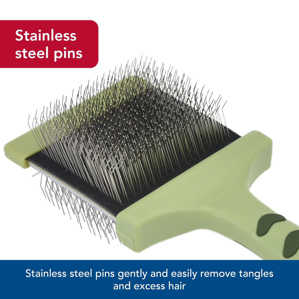 Coastal Pet Safari brush in action detangles short and long hair with gentle precision.