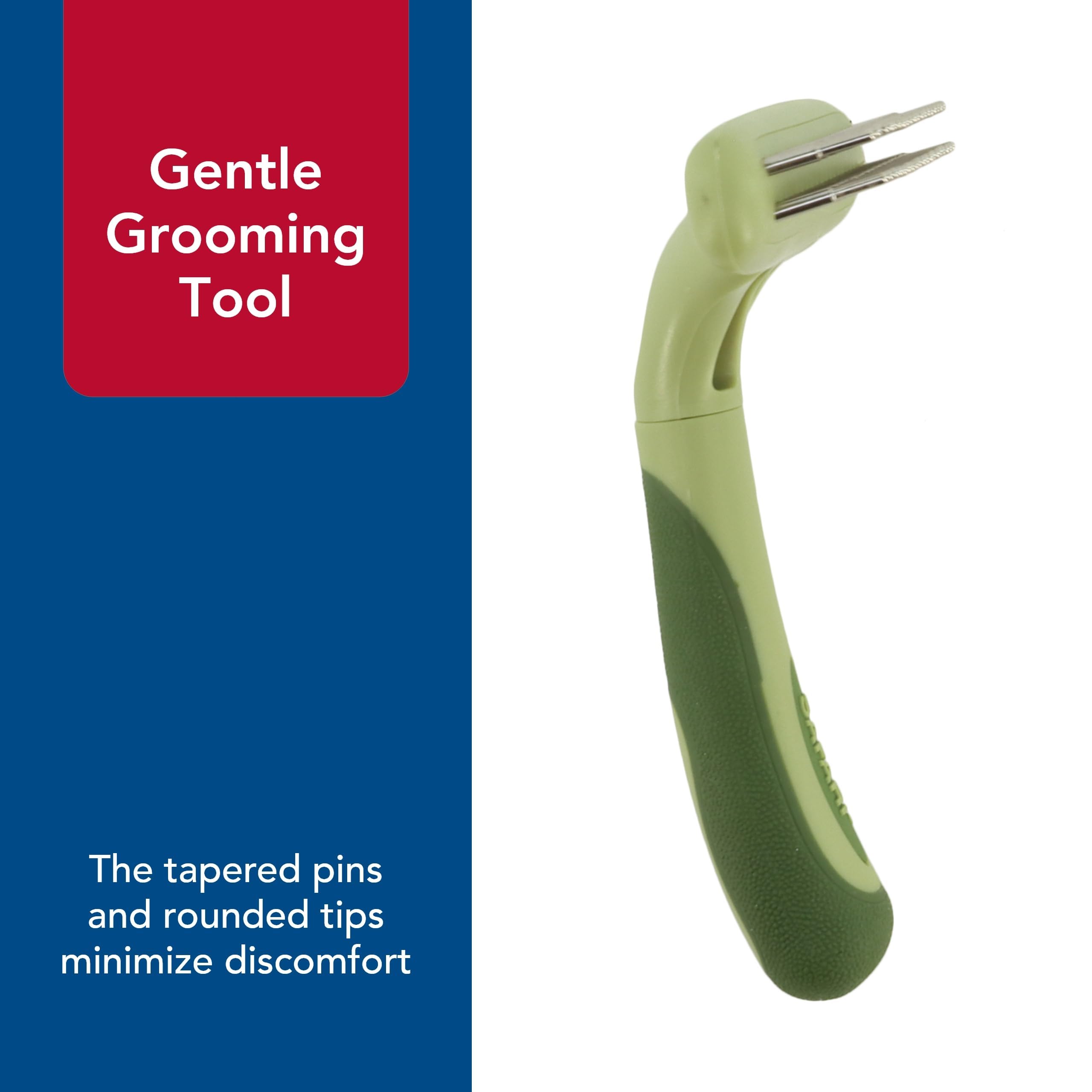 Coastal Pet Safari undercoat rake handle and pin detail emphasizes ergonomic grip and precise brushing.