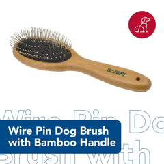 Coastal Pet Safari brush in hand showing secure bamboo grip during grooming sessions.