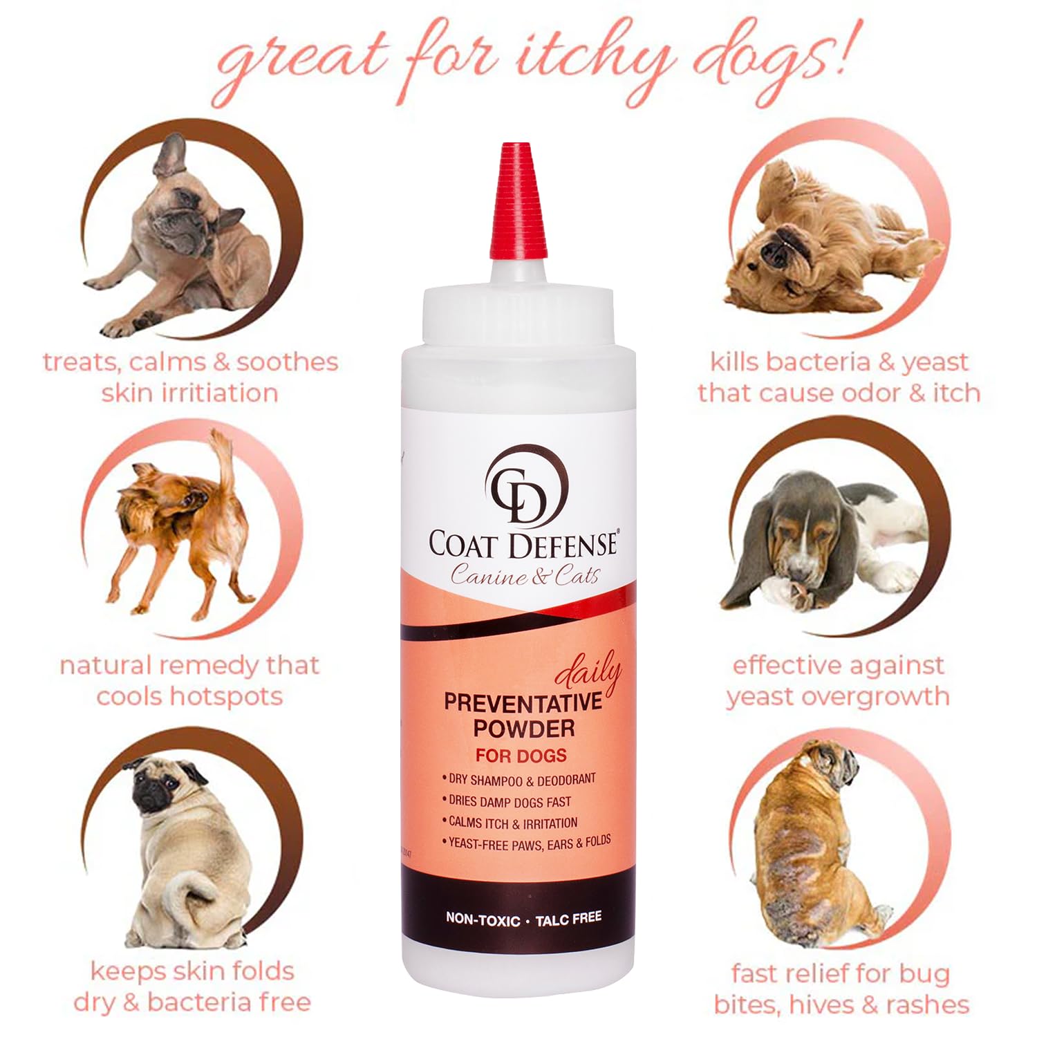 COAT DEFENSE label-ingredients shows plant-based formula and skin-friendly benefits.