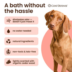 COAT DEFENSE powder dusting closeup demonstrates odor and moisture management in action.