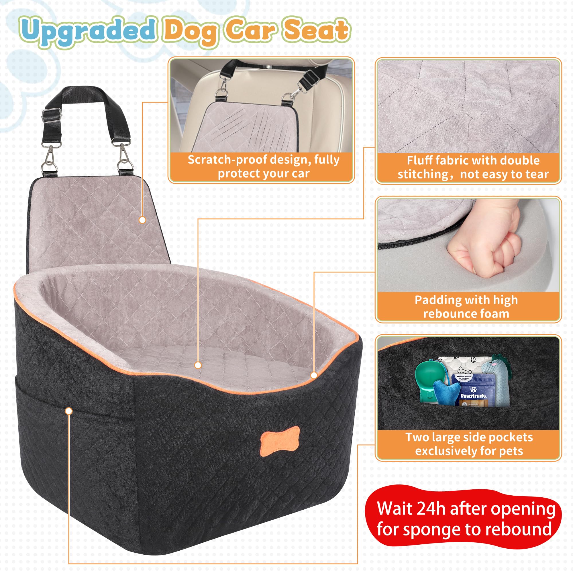 COCASES dog car seat belt clip secures the booster to the car's seat belt