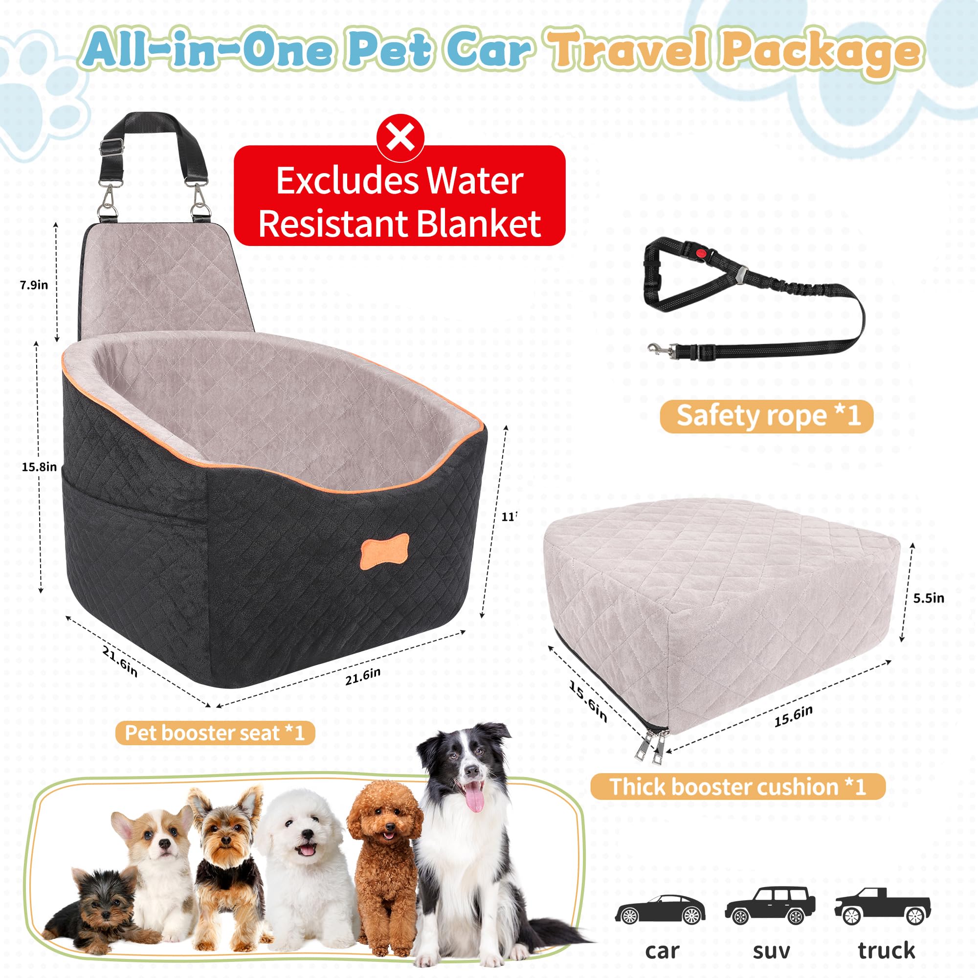 COCASES dog car seat side view highlights compact design for small to mid-size dogs