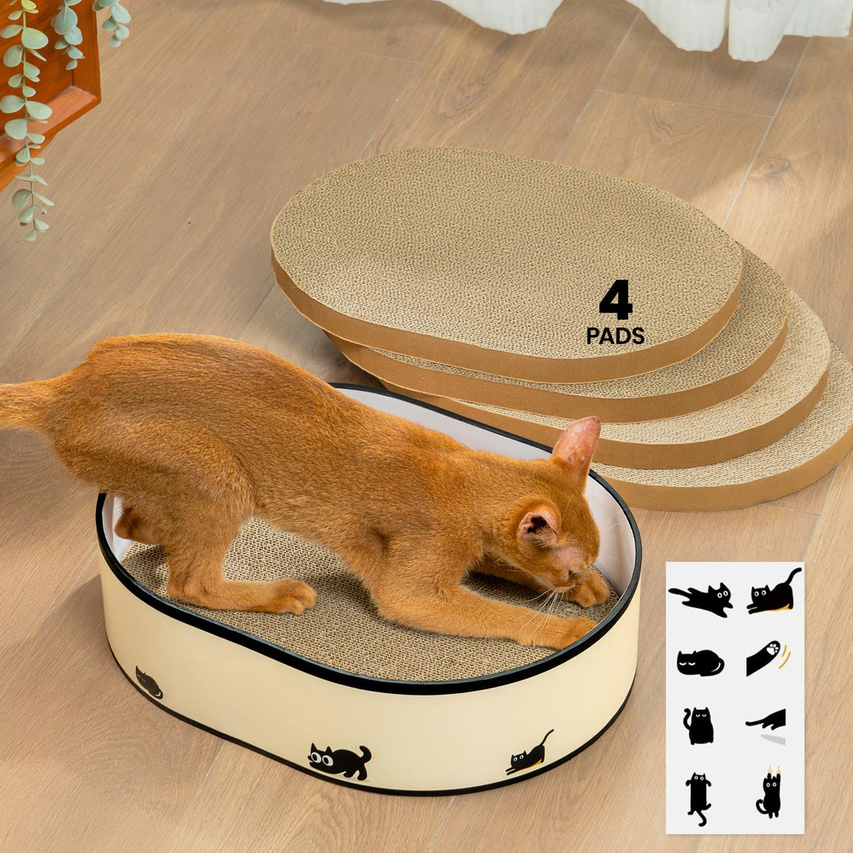 Coching cat scratcher box front view showing sturdy design for multi-cat homes