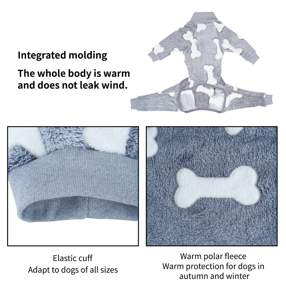 COCHPR Plush Dog Pajamas XXXL Gray back view highlights full coverage