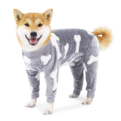 COCHPR Plush Dog Pajamas XXXL Gray front view shows warm fleece comfort