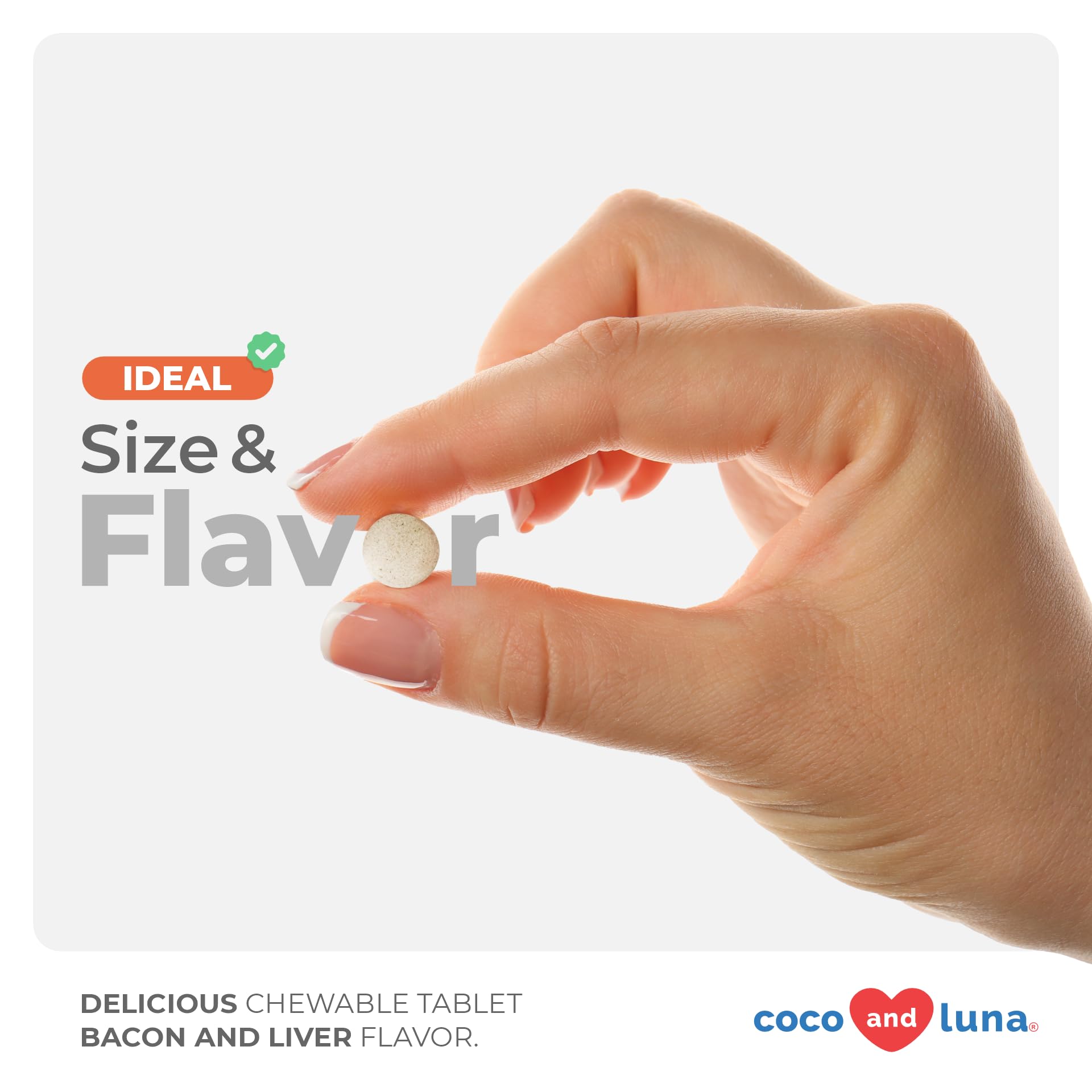 Coco and Luna turmeric ingredient label highlights natural, vet-formulated formula.