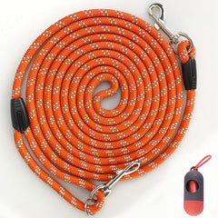 Codepets Long Rope Dog Leash shows reflective threads for safety at night