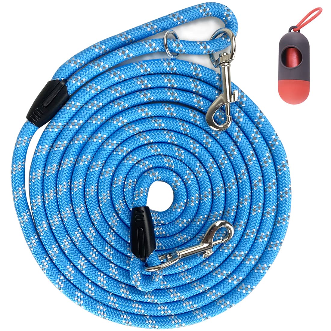 Codepets long rope leash blue 50ft extended for recall training.