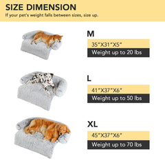 Codi calming dog bed on couch protects furniture from fur and scratches.
