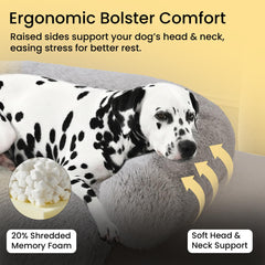 Codi large calming dog bed closeup shows fluffy fill for plush snuggles.
