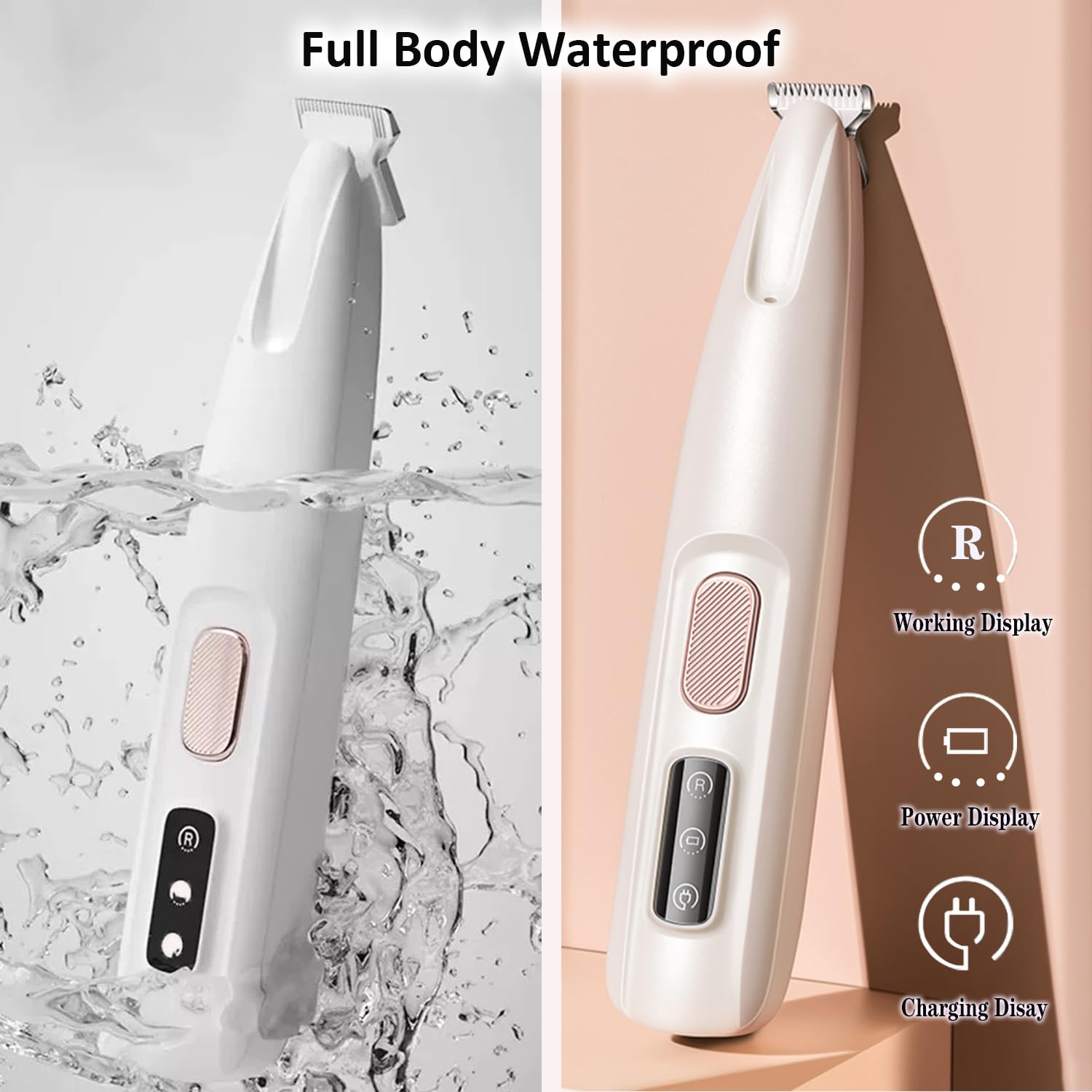 Cofiabby smart display shows battery status during grooming session.
