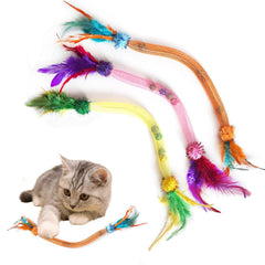 Coivnl cat toys 3-pack: feather-elastic-mesh for interactive play and teething relief.