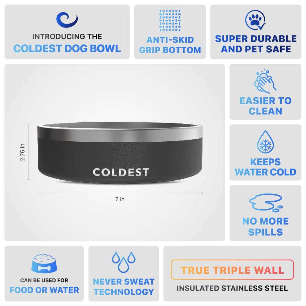 Coldest Water Spill-proof dog bowl prevents mess during feeding