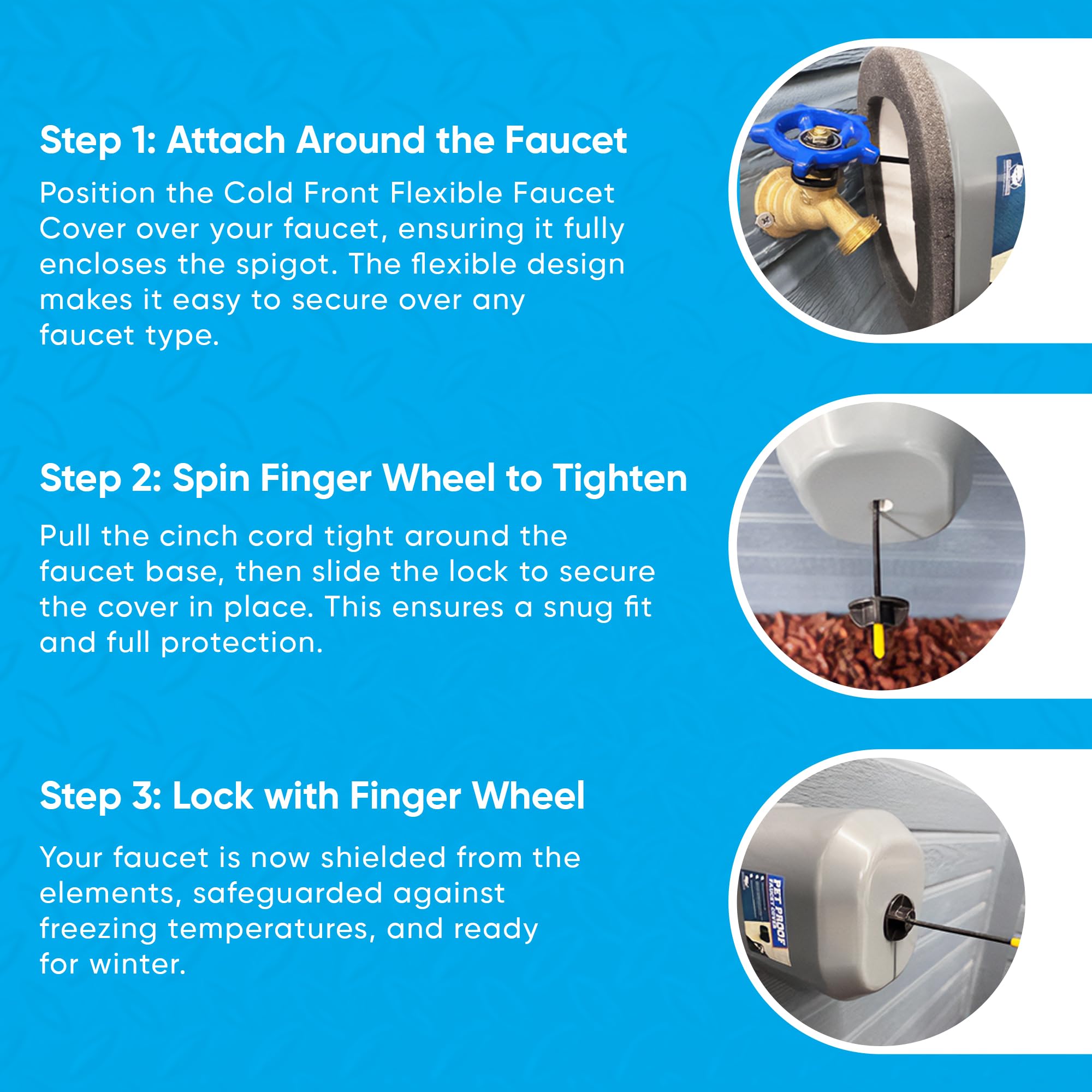 Cold Front Product foam insulation inner shell closeup reduces heat loss from faucets.