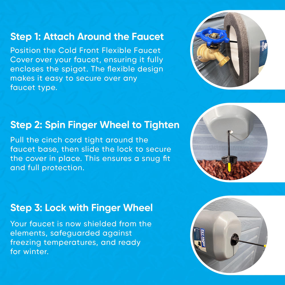 Cold Front Product foam insulation inner shell closeup reduces heat loss from faucets.