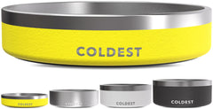 Coldest Dog Bowl triple-wall insulation closeup highlighting durable metal design for long-lasting use.