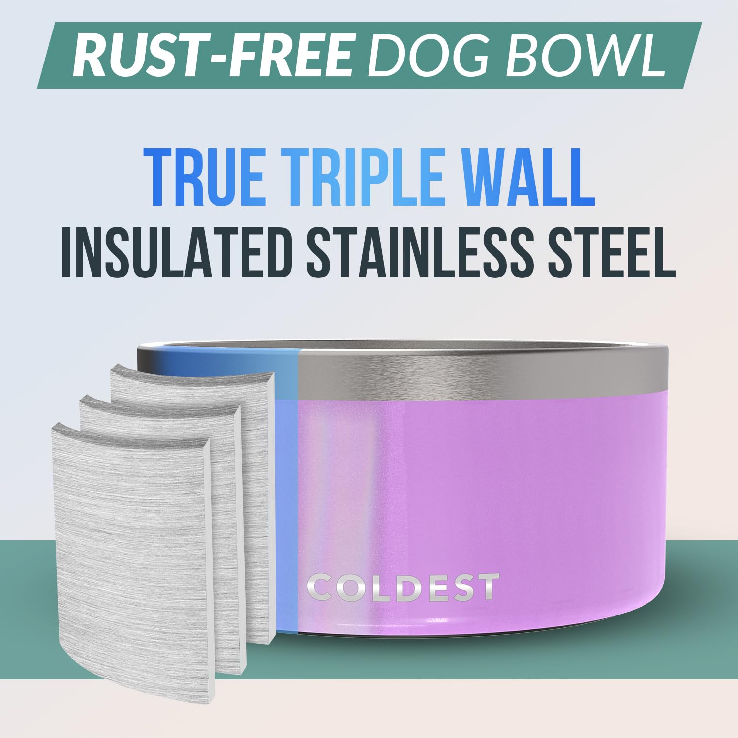 The Coldest Dog Bowl anti-slip-base side view highlights stable, mess-free feeding.